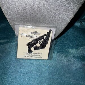 Rhinestone pistol dangly earrings - brand new